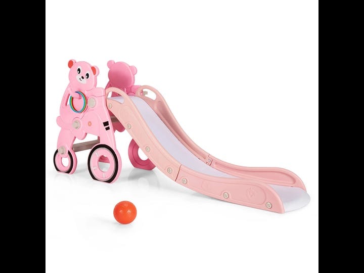 costway-4-in-1-foldable-baby-slide-toddler-climber-slide-playset-w-ball-pink-1