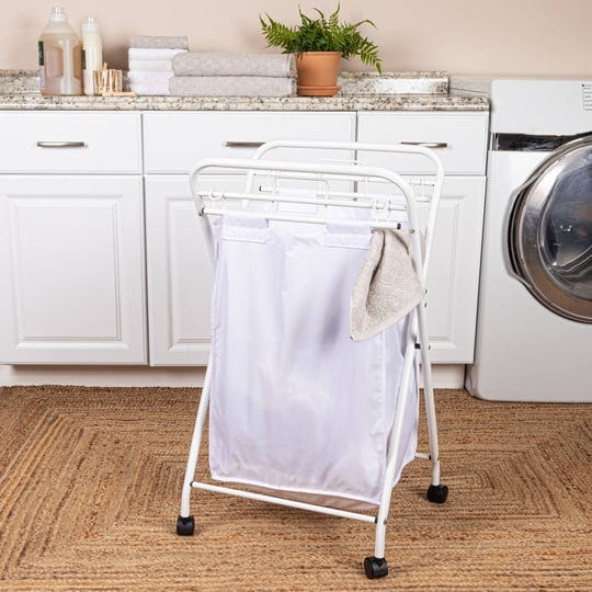 household-essentials-rolling-laundry-hamper-heavy-duty-canvas-bag-2-load-capacity-foldable-frame-whi-1