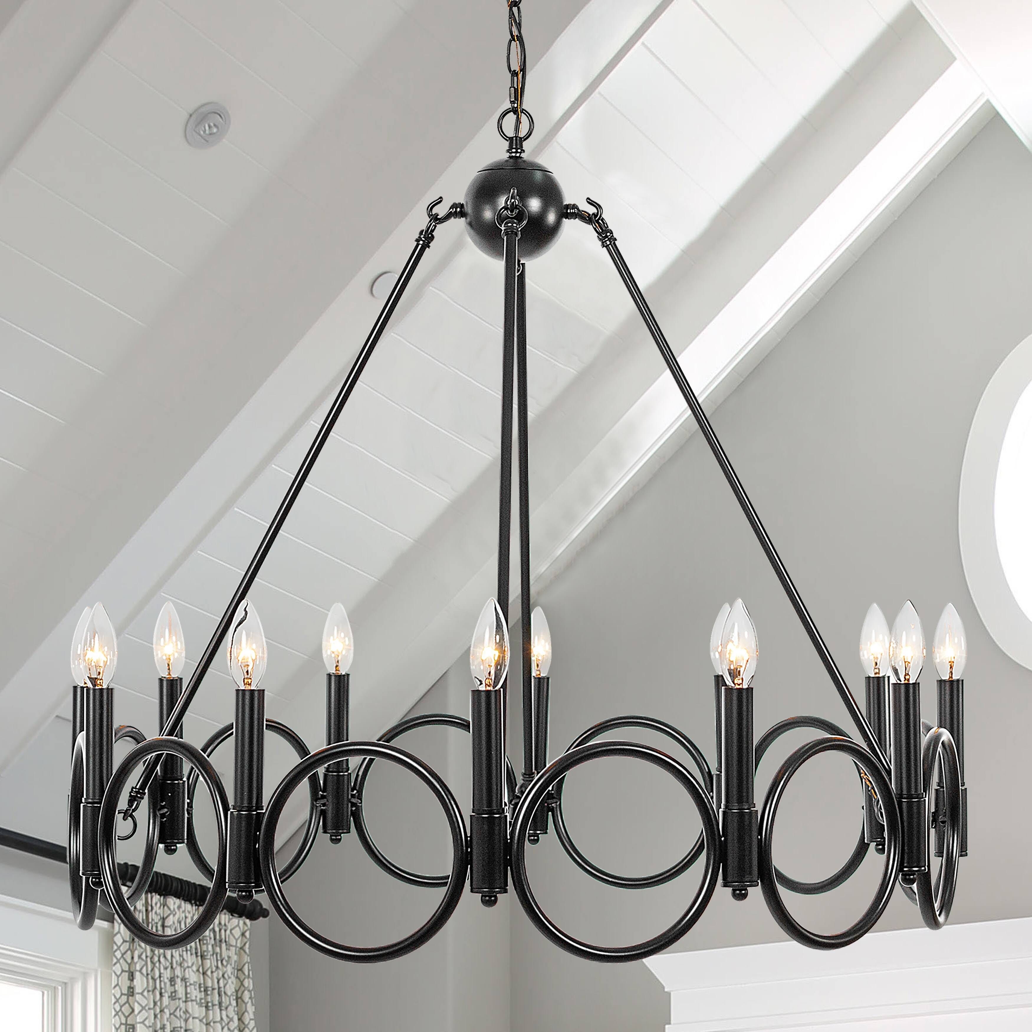 Wagon Wheel 12 Light Classic Black Chandelier | Image