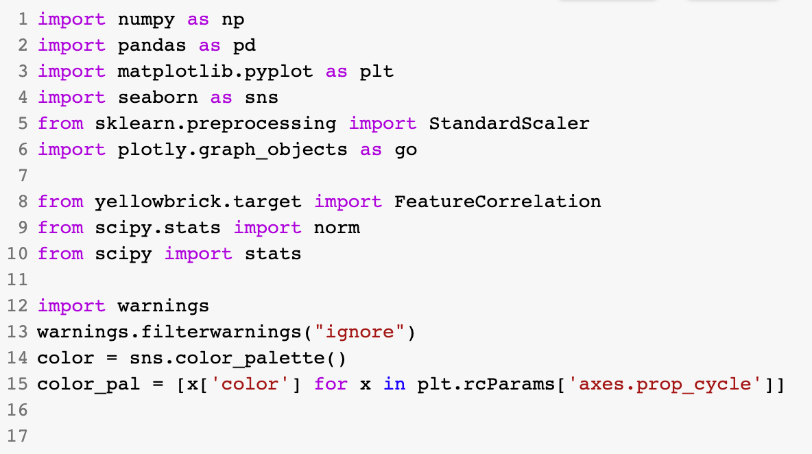 Import related packages code