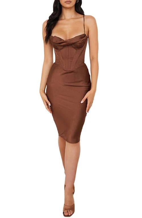 Stylish Brown Myrna Corset Dress by House of CB | Image