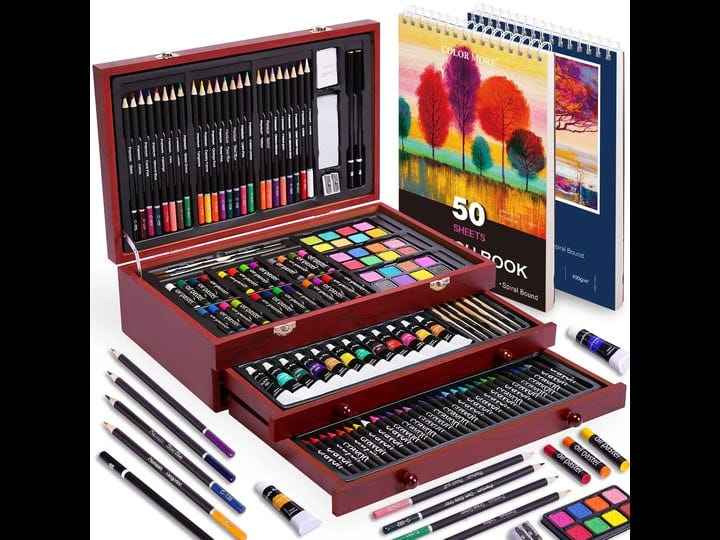 color-more-175-piece-deluxe-art-set-with-2-drawing-pads-acrylic-paints-crayons-colored-pencils-set-i-1