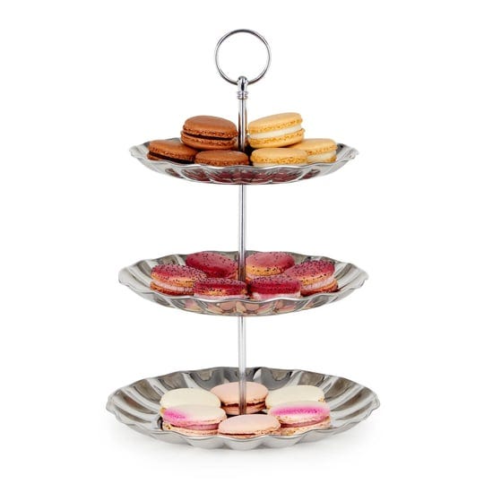 juvale-3-tier-dessert-stand-silver-metal-serving-tray-to-display-cupcakes-pastries-finger-food-13-in-1