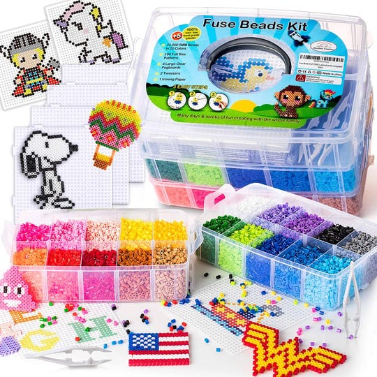22000-fuse-beads-5mm-with-100-full-size-patterns-20-pre-sorted-colors-4-big-pegboards-perler-hama-me-1