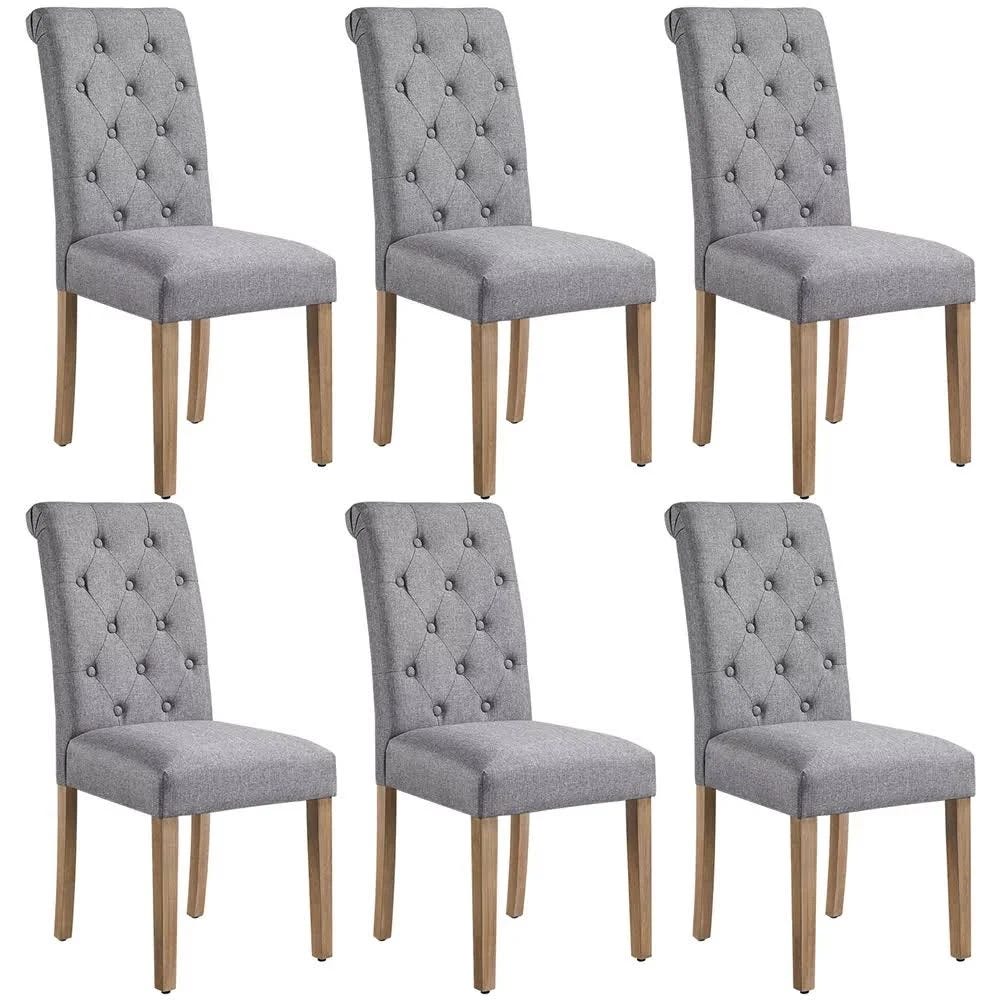 Smilemart Padded Kitchen Dining Chairs - 6-Piece Set, Dark Gray | Image