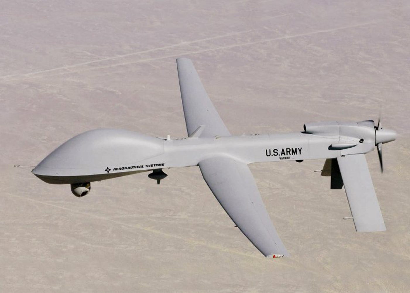 Above-a Warrior drone. At top-an MQ-1C Gray Eagle. Army photos