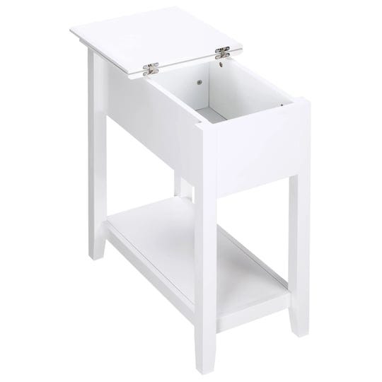 homcom-flip-top-end-table-side-table-with-storage-shelf-cable-management-white-1
