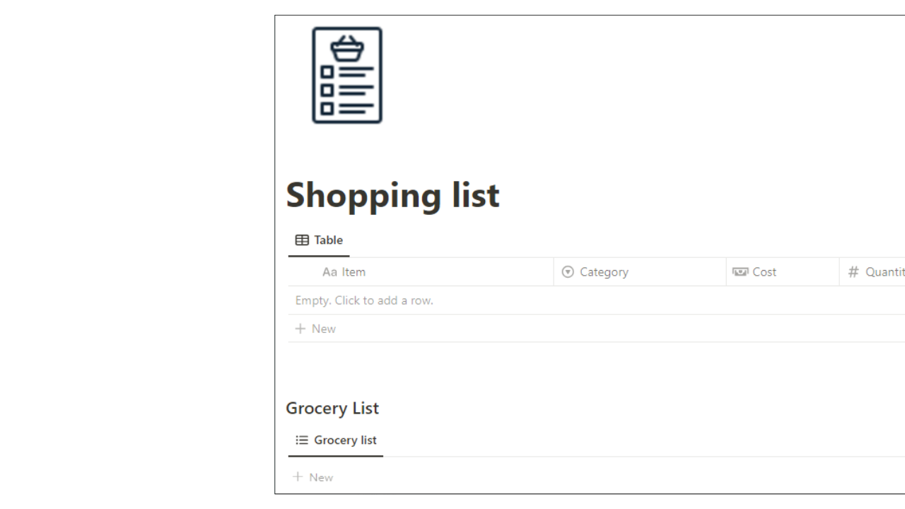 Shopping List by MyHueDesigns  | Elcovia Marketplace | Notion Templates | Notion Creators