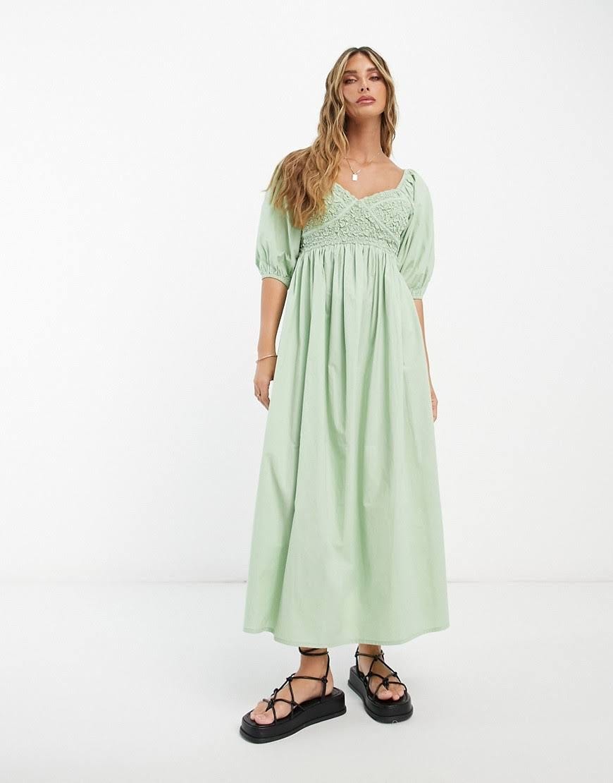 Sage Green Corset-Style Midi Dress by ASOS DESIGN | Image