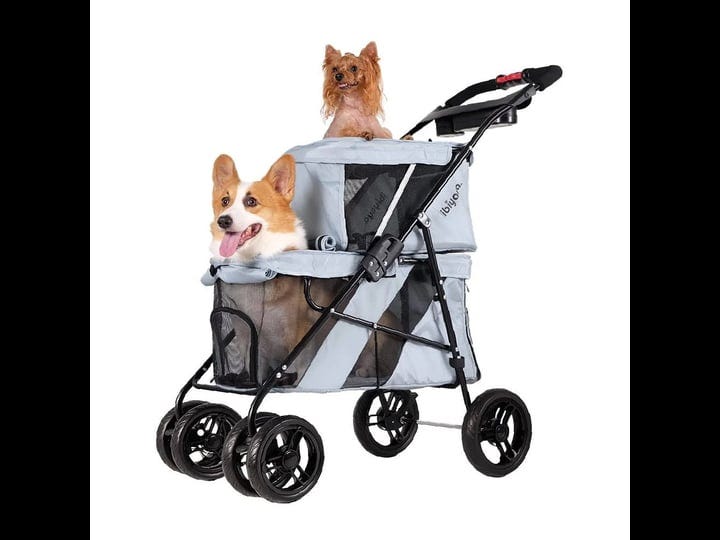 ibiyaya-double-decker-pet-stroller-silver-gray-1