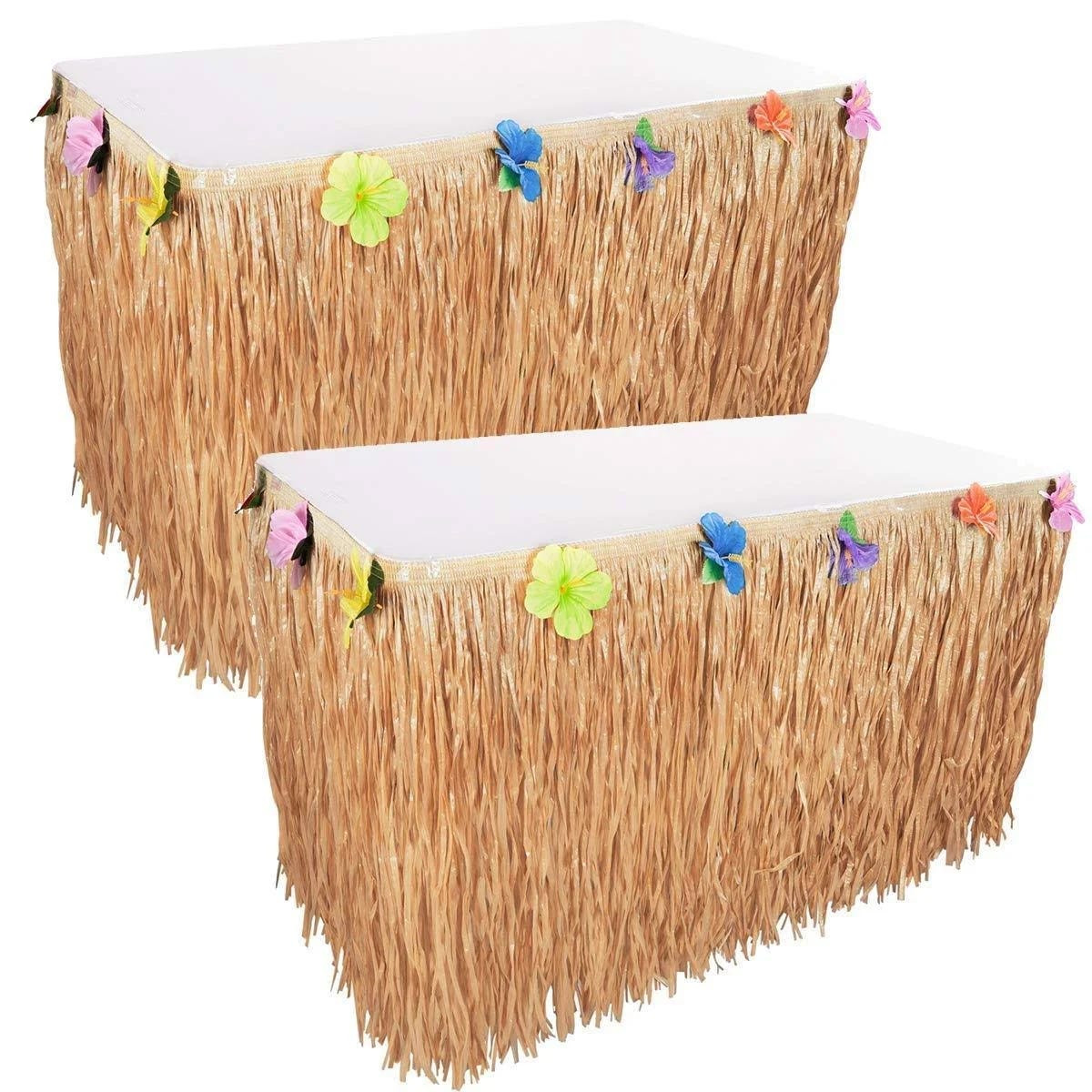 Kicko Luau Hawaiian Table Skirts for 9-Feet & 29-Inch Tables - Real Party Decor for Hibiscus Luau Themes | Image