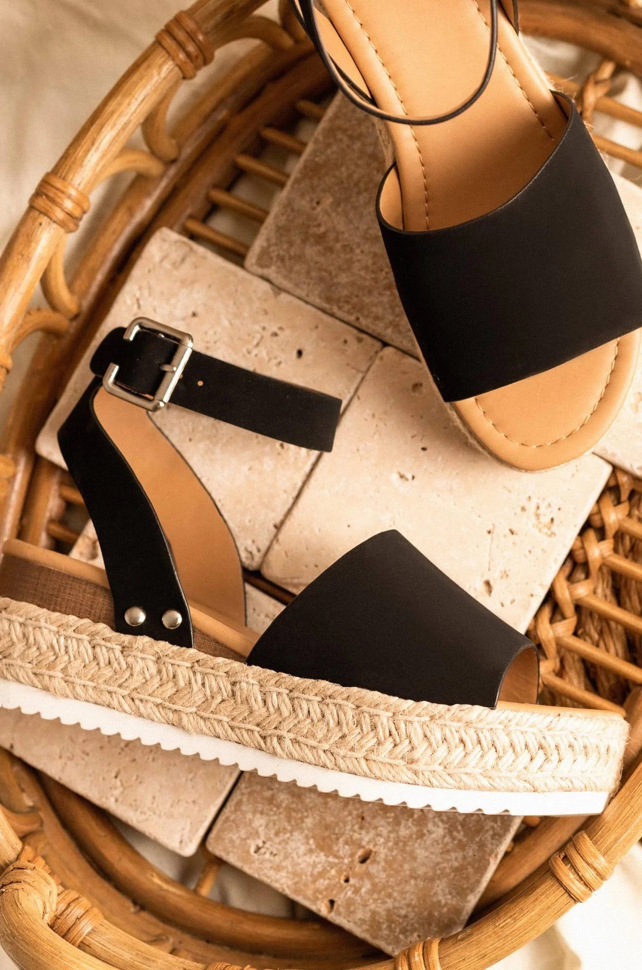 Stylish Buckle Wedge Espadrille Sandals | Image