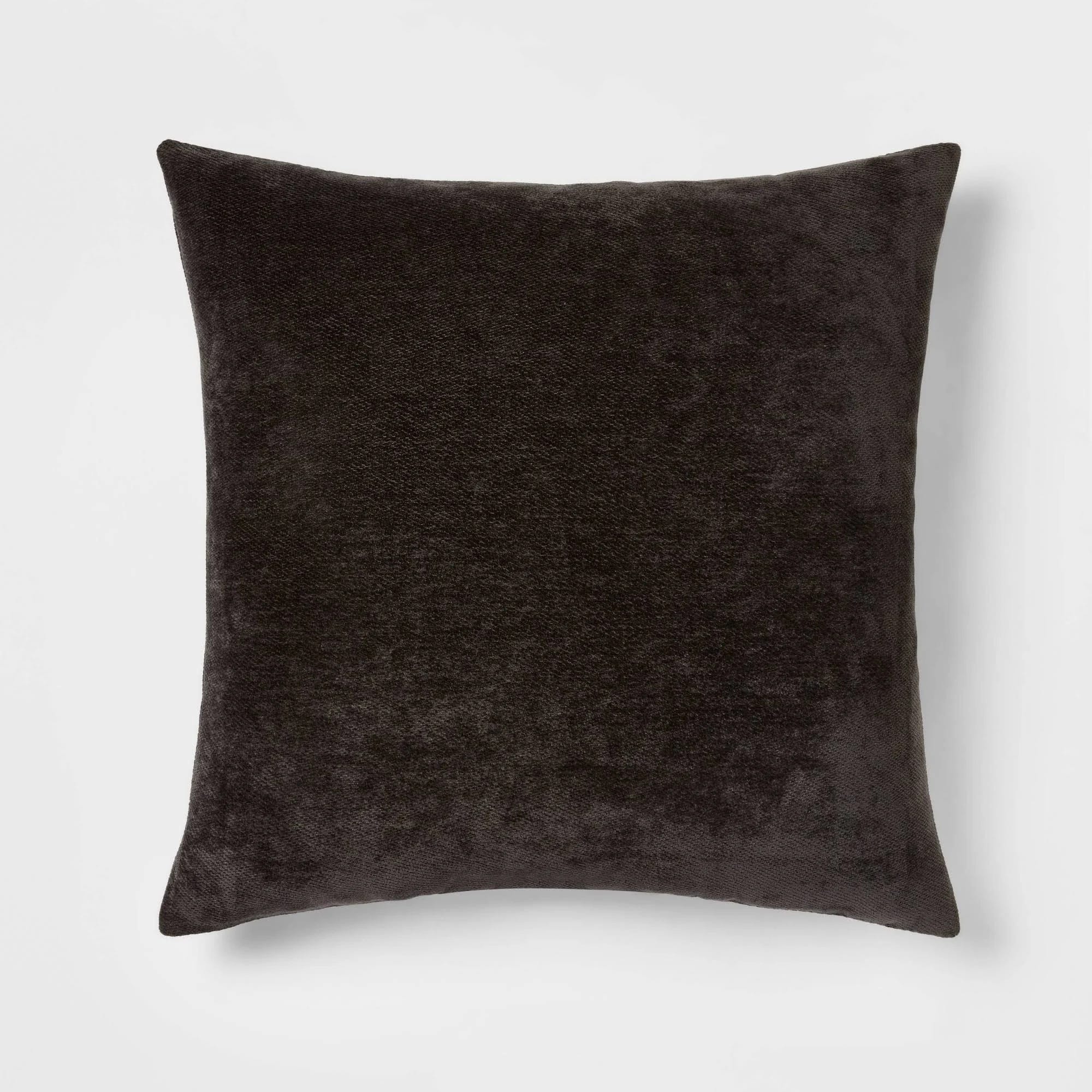 Comfy Black Chenille Square Throw Pillow | Image
