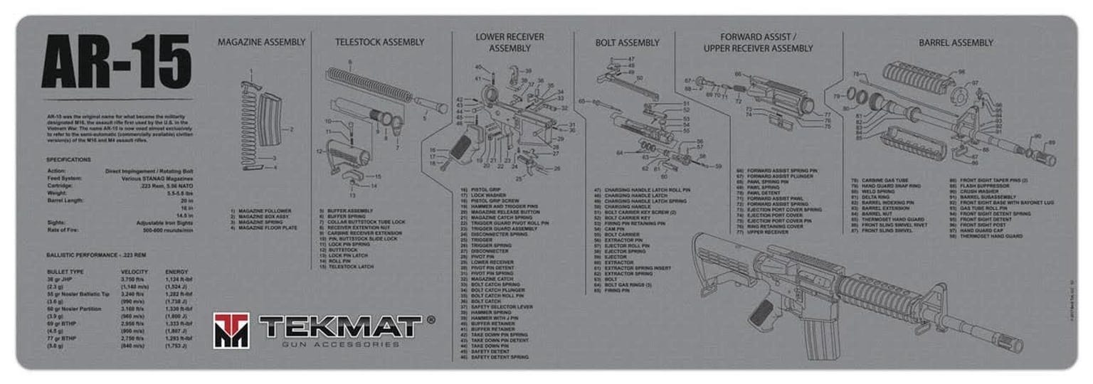 tekmat-armorers-bench-mat-ar-15-grey-12-x-37