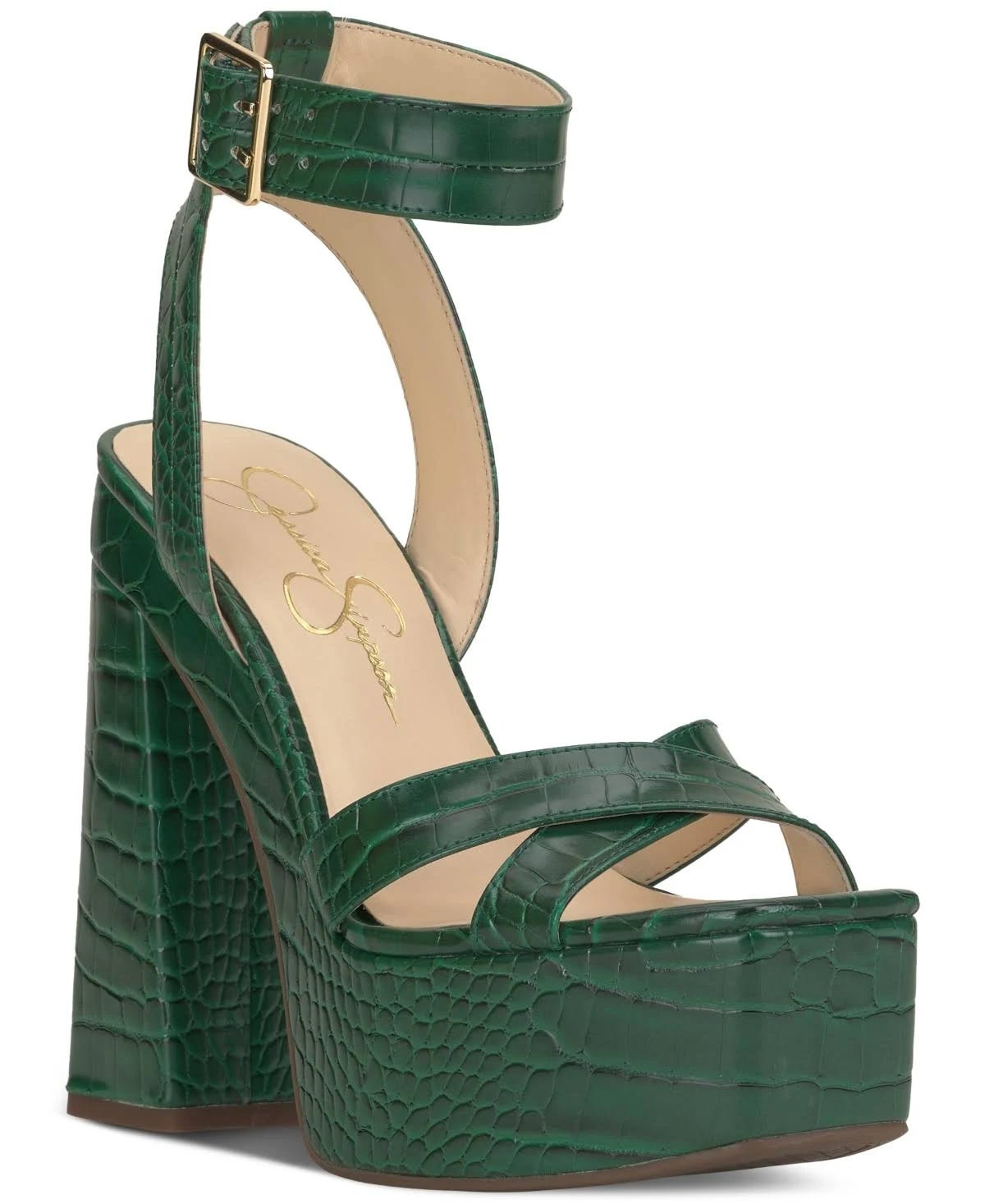 Jessica Simpson Green Platform Sandal with Buckle Closure | Image