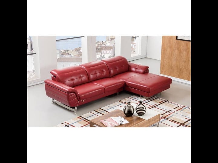 ek-l085-red-color-with-italian-leather-sectional-right-facing-chaise-1