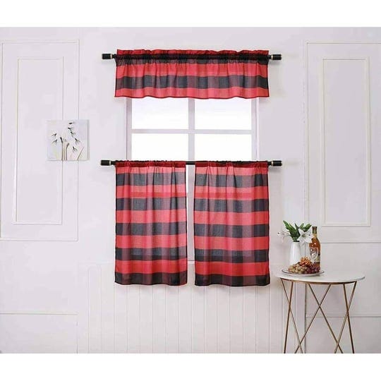 marcielo-3-pcs-buffalo-check-plaid-window-kitchen-curtain-with-tier-red-black-1