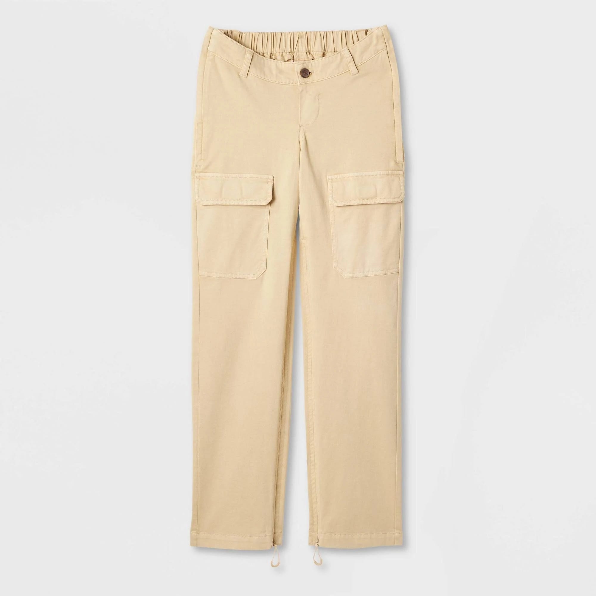 Easy-to-wear Loose Fit Utility Adaptive Cargo Pants in Beige | Image