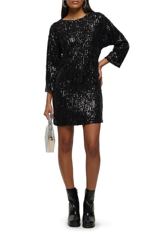 Sleek Black Sequin Shift Minidress for Nights Out | Image