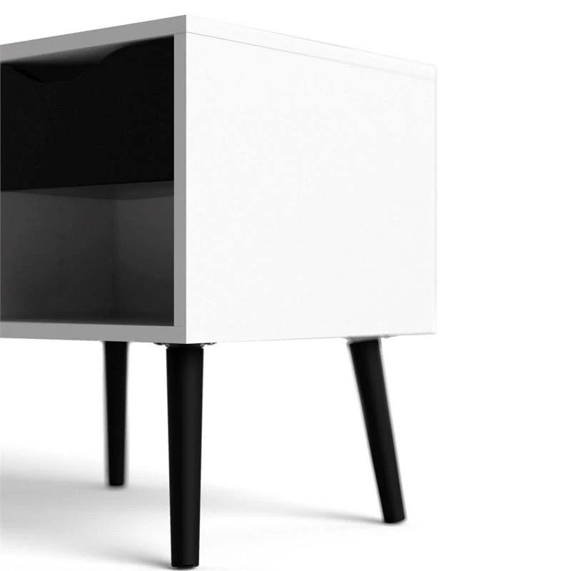 Atlin Designs Sleek White-Black Matte 1 Drawer Nightstand | Image