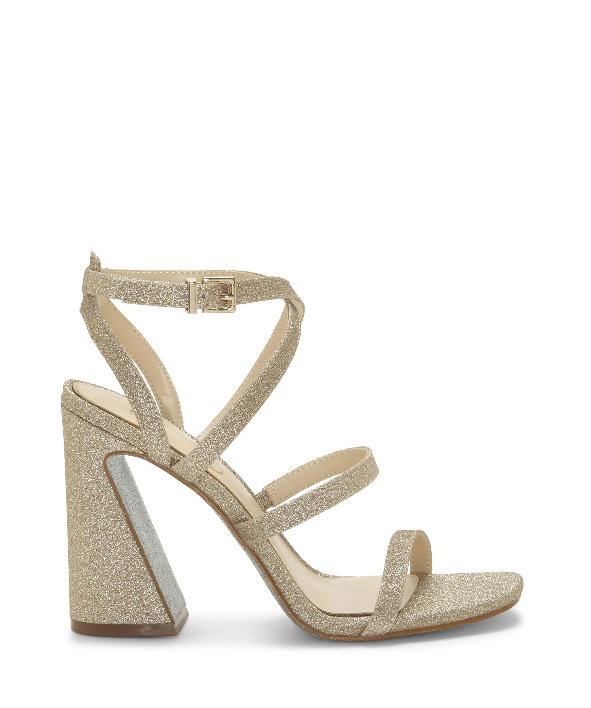 Elegant Gold Square Heel Dress Sandals | Image