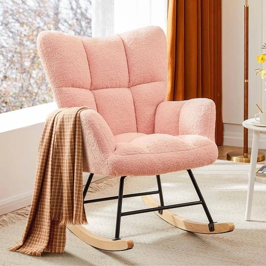 sweetcrispy-rocking-chair-for-nursery-teddy-upholstered-glider-with-high-backrest-padded-seat-modern-1