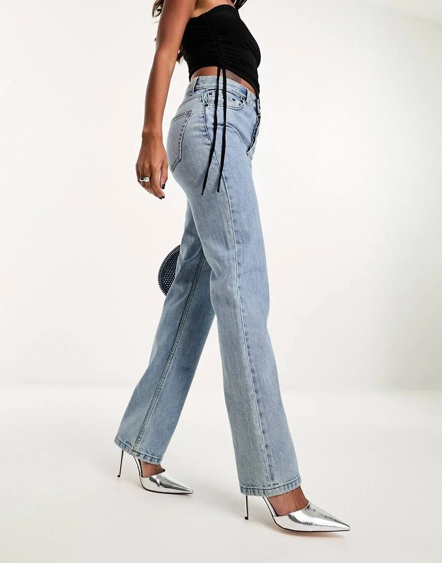 Vintage 90s Straight Leg Jeans in Lightwash Blue | Image