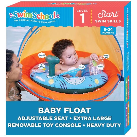 swimschool-infant-baby-pool-float-with-5-toy-interactive-play-console-adjustable-sun-canopy-safety-s-1
