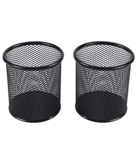 easypag-2-pcs-3-5-inch-round-mesh-cup-desk-pen-pencil-holder-black-1