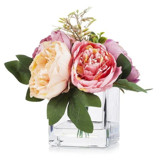 enova-home-artificial-silk-peony-fake-flowers-arrangement-in-clear-glass-vase-with-faux-water-for-ho-1