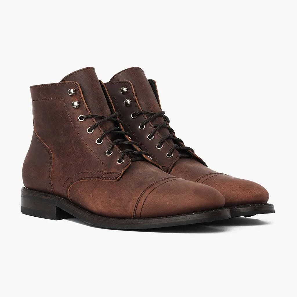 Comfortable Matte Leather Men's Captain Boots - Versatile and Durable | Image
