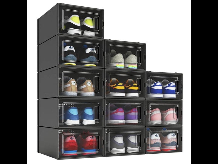 meldevo-12-pack-shoe-organizer-boxes-black-plastic-stackable-shoe-storage-bins-for-closet-space-savi-1