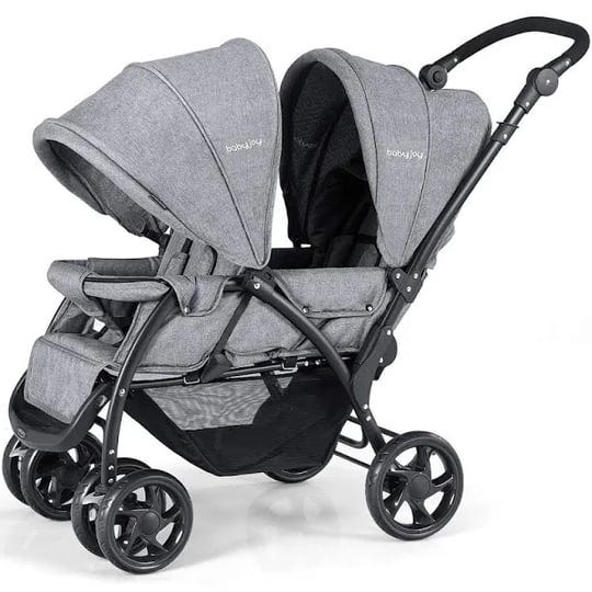 baby-joy-double-baby-stroller-foldable-double-seat-tandem-stroller-with-adjustable-backrest-grey-1