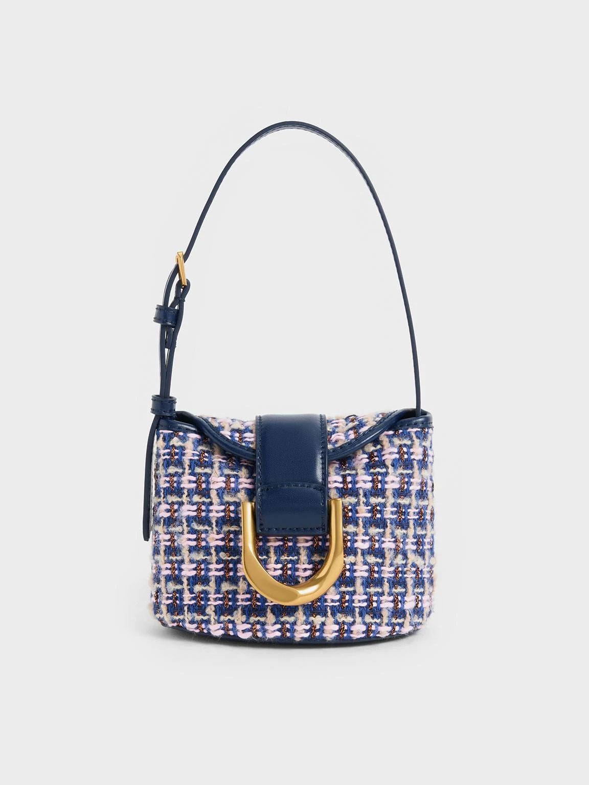 Luxurious Navy Blue Bucket Bag by Charles & Keith | Image