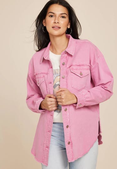 maurices-womens-pink-denim-oversized-shacket-size-medium-1