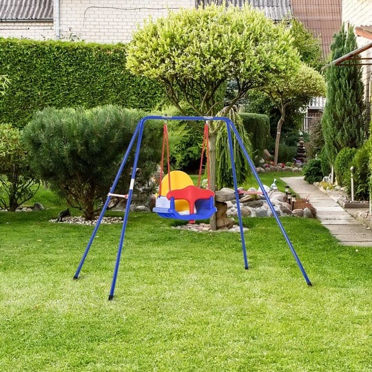 outsunny-toddler-metal-swing-set-with-high-back-seat-safety-harness-1
