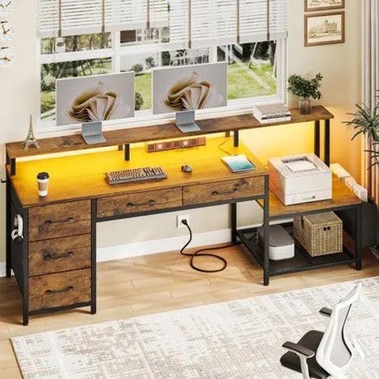 67-inch-computer-desk-with-5-fabric-drawers-gaming-desk-with-power-outlet-and-led-lights-rustic-brow-1