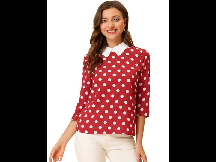 allegra-k-womens-polka-dots-contrast-peter-pan-collar-top-3-4-sleeves-blouse-shirt-1