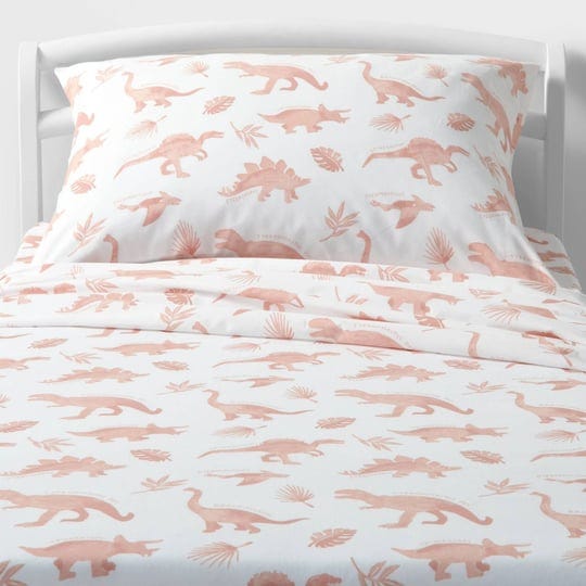 toddler-dinosaur-cotton-kids-sheet-set-pink-pillowfort-1