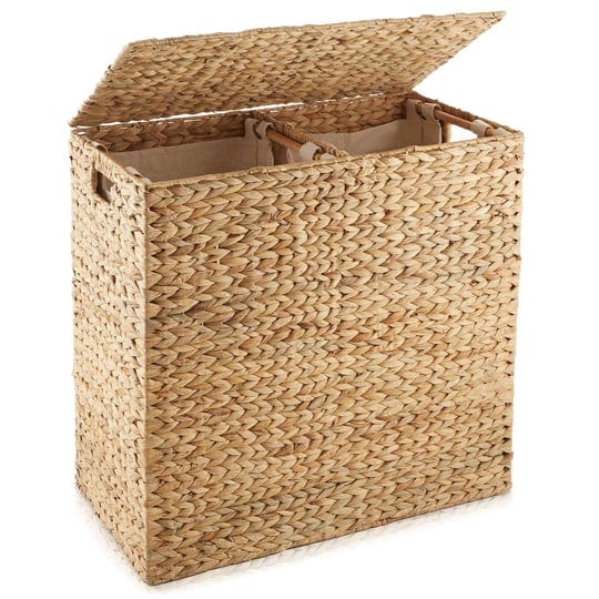 casafield-2-section-laundry-hamper-with-lid-and-removable-liner-bags-natural-woven-water-hyacinth-la-1