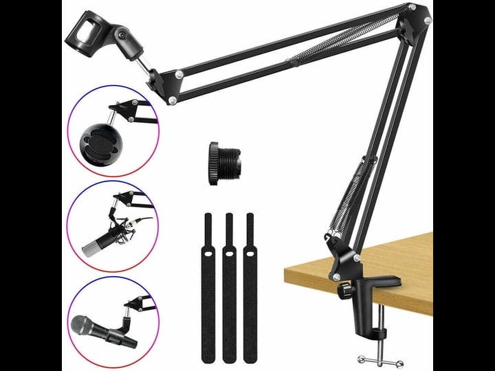 anko-microphone-stand-adjustable-microphone-suspension-boom-scissor-arm-stand-screw-adapter-sticky-s-1