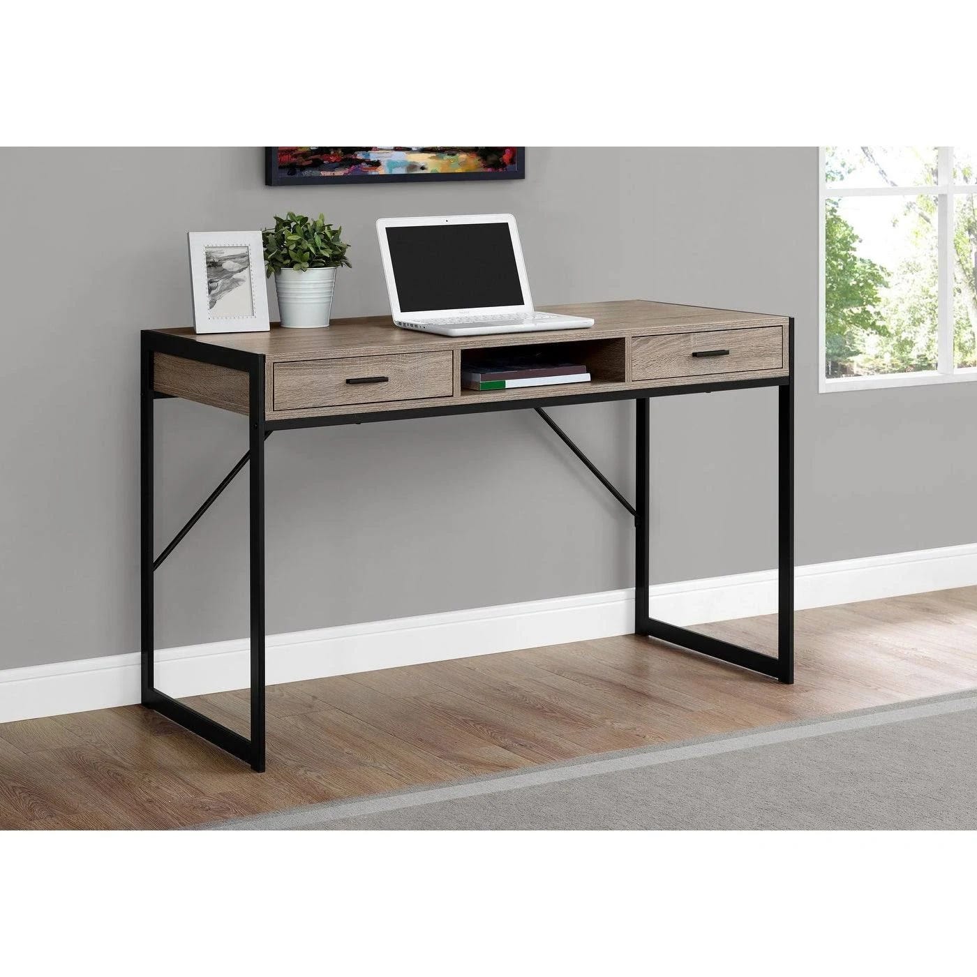 Monarch Black Metal Desk with Drawers (48