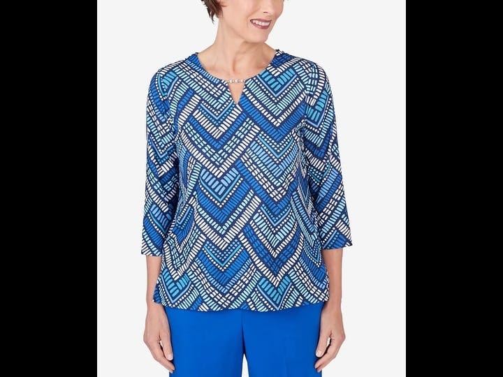 alfred-dunner-petite-tradewinds-geometric-tile-split-neck-top-multi-size-pm-1