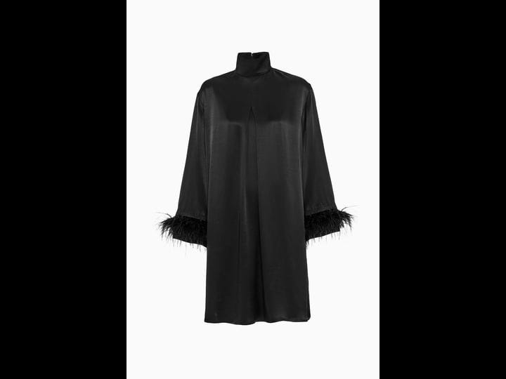 sleeper-womens-feather-trim-mini-shirtdress-black-size-medium-1