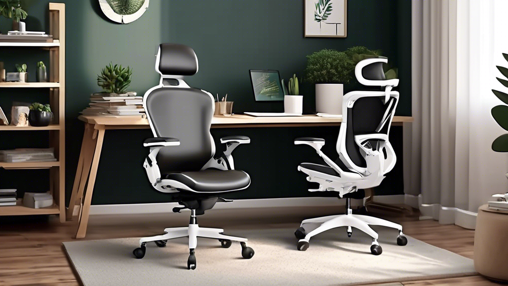 Create an image of a modern and sleek Duramont ergonomic adjustable office chair in a cozy home office setup. Show the chair with all its adjustable features, such as lumbar support, armrests, and height settings, in a comfortable and inviting atmosphere with soft lighting and plants in the background. The scene should exude a sense of relaxation and productivity, showcasing the perfect seating option for long hours of work or study.