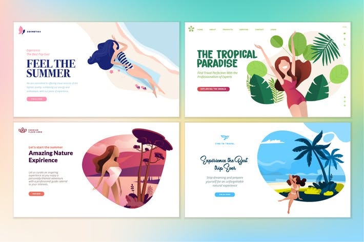 Cover Image For Set of Flat Design Web Page Templates