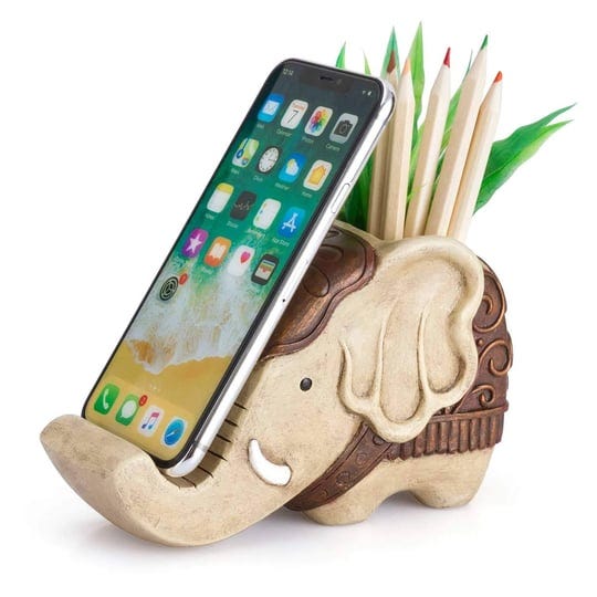 pen-pencil-holder-with-phone-stand-coolbros-resin-elephant-shaped-pen-container-cell-phone-stand-car-1