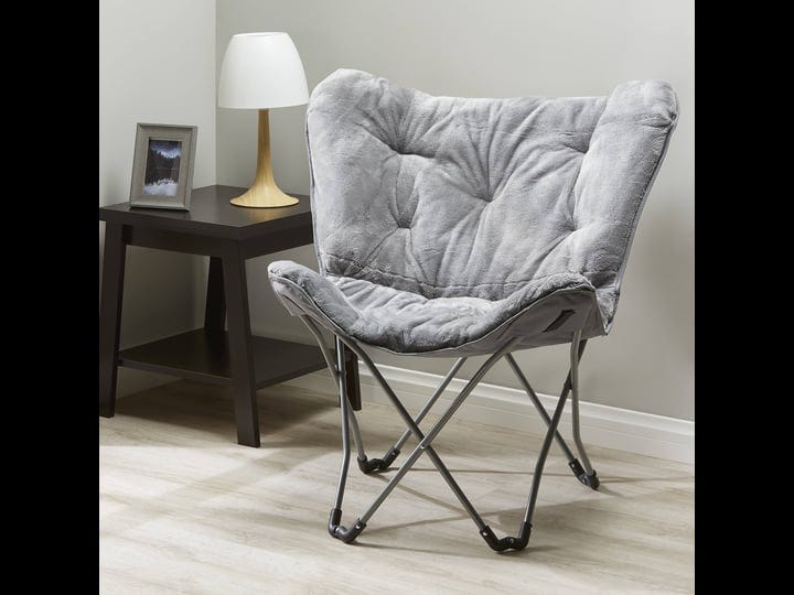mainstays-folding-faux-fur-butterfly-chair-gray-1