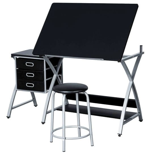 yaheetech-adjustable-drafting-table-drawing-station-black-1