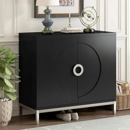 black-wood-modern-accent-cabinet-storage-cabinet-2-door-sideboard-with-adjustable-shelves-1